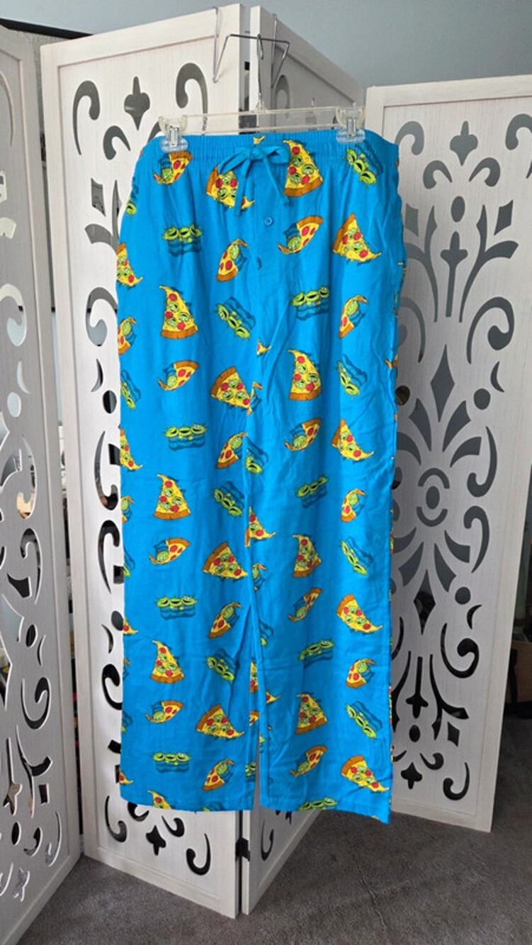 Toy Story Alien Pizza Lounge Pants Mens Large Blue Disney Pixar NWT